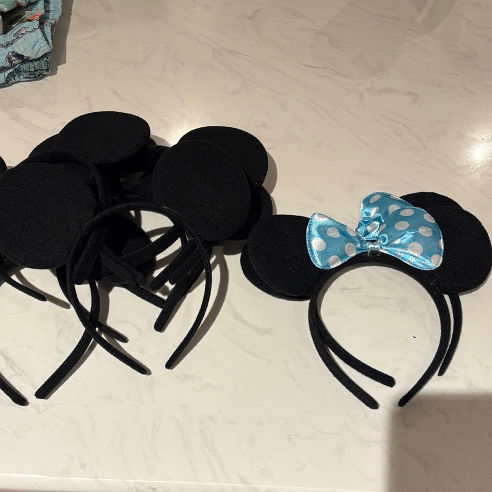 Set of 8 Mickey Mouse Ears and Set of 2 Minnie Mouse Polka Dot Bow Ears